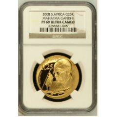 2008 NGC Graded PF69 Ultra Cameo 1oz Mahatma Gandhi Protea coin